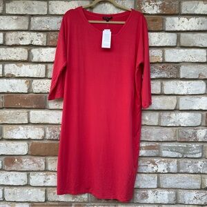 Eileen Fisher Asymmetrical Collar Viscose Jersey Dress